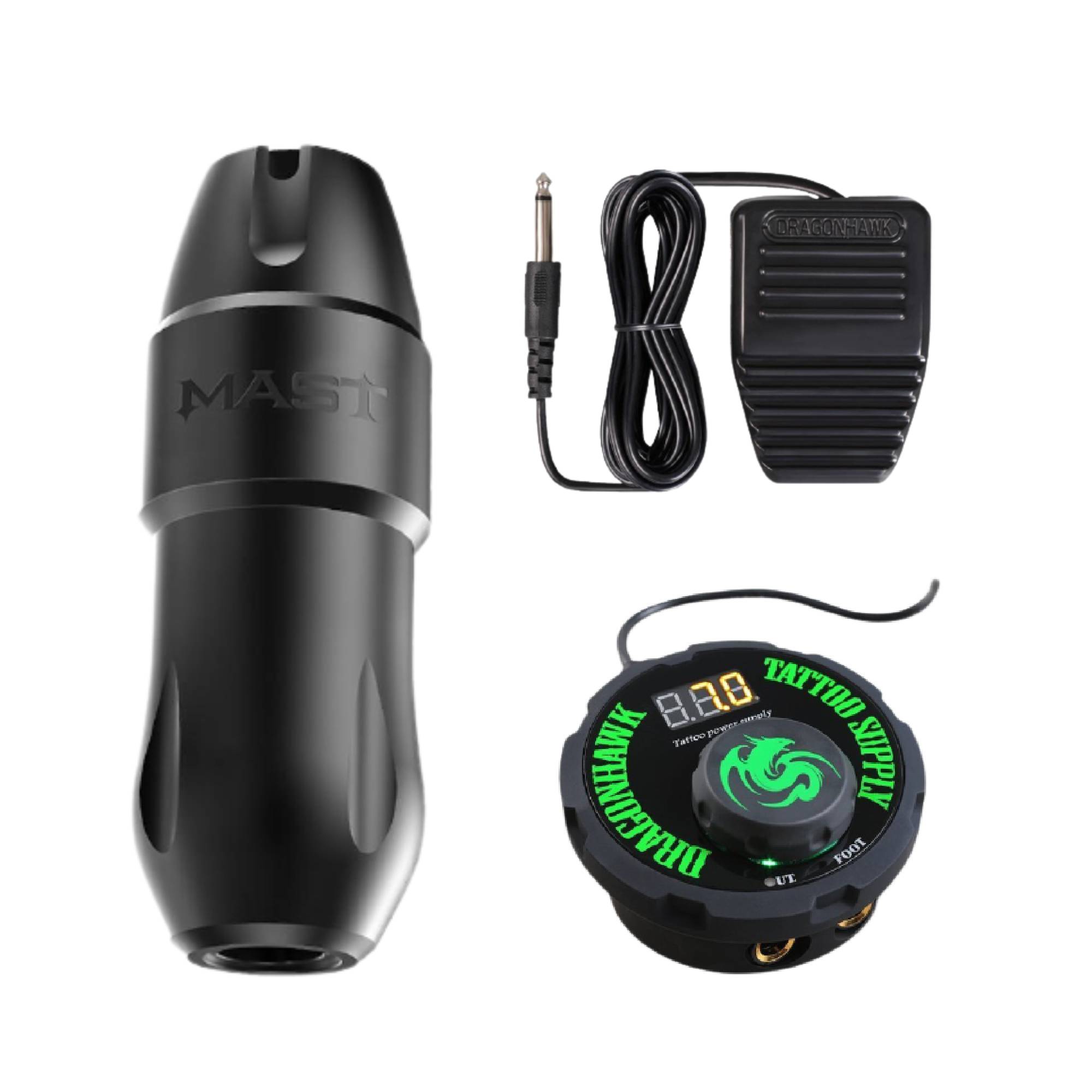 Tattoo Kit Dragonhawk Mast Tour Pro Rotary Pen Machine Power Supply Pedal