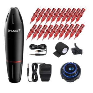 Dragonhawk MAST Pen Rotary Tattoo Machine Pedal Switch Power Supply Tattoo Kit