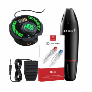 Pen Rotary Tattoo Machine Space Aluminum for Tattoo Artists with 10 Cartridges